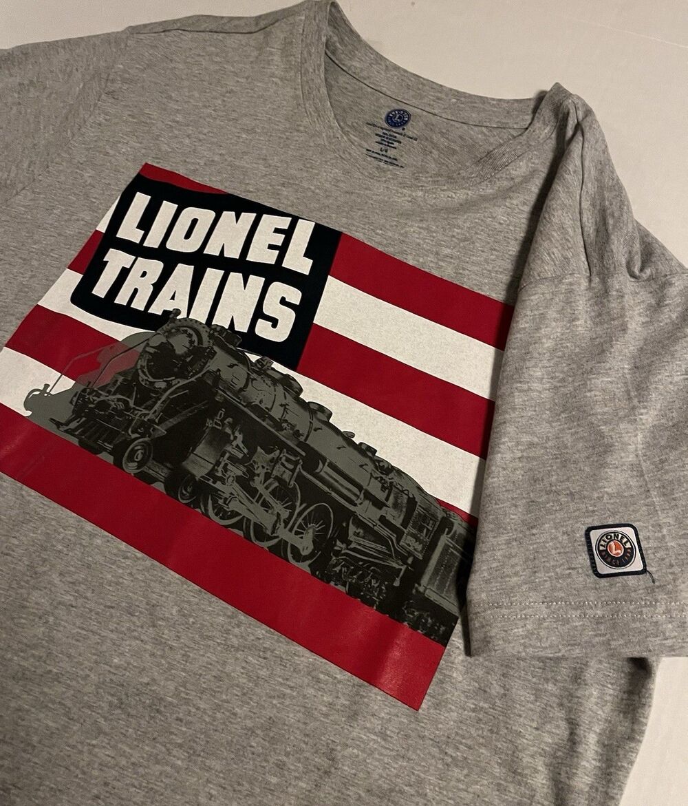 Lionel Trains OFFICIAL Logo Graphic Short Sleeve Gray T-Shirt LARGE Toy Gauge O